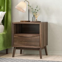 Walnut Mid-Century Bedside Table with Drawer - Frances Walnut Mid-Century Bedside Table with Drawer - Frances