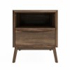 Walnut Mid-Century Bedside Table with Drawer - Frances