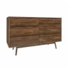 Wide Walnut Mid-Century Chest of 6 Drawers with Legs - Frances