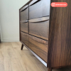 Wide Walnut Mid-Century Chest of 6 Drawers with Legs - Frances