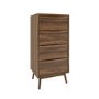 Tall Narrow Walnut Mid-Century Chest of 4 Drawers with Legs - Frances