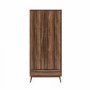 Walnut Mid-Century Double Wardrobe with Drawer - Frances