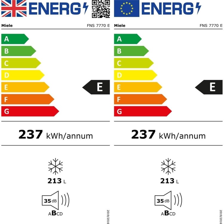 Refurbished Miele FNS7770E Integrated 213 Litre In-column Frost Free Freezer White
