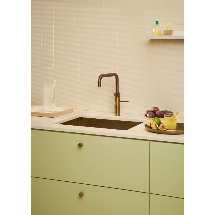 Quooker Fusion Instant Boiling Water Kitchen Tap - Patinated Brass Square Spout