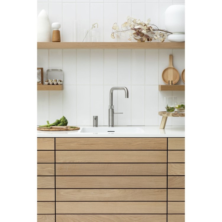 Quooker Fusion Instant Boiling Water Kitchen Tap - Stainless Steel Square Spout