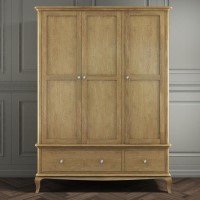 Fonteyn Solid Oak Wardrobe 3 Door 2 Drawer - French Style