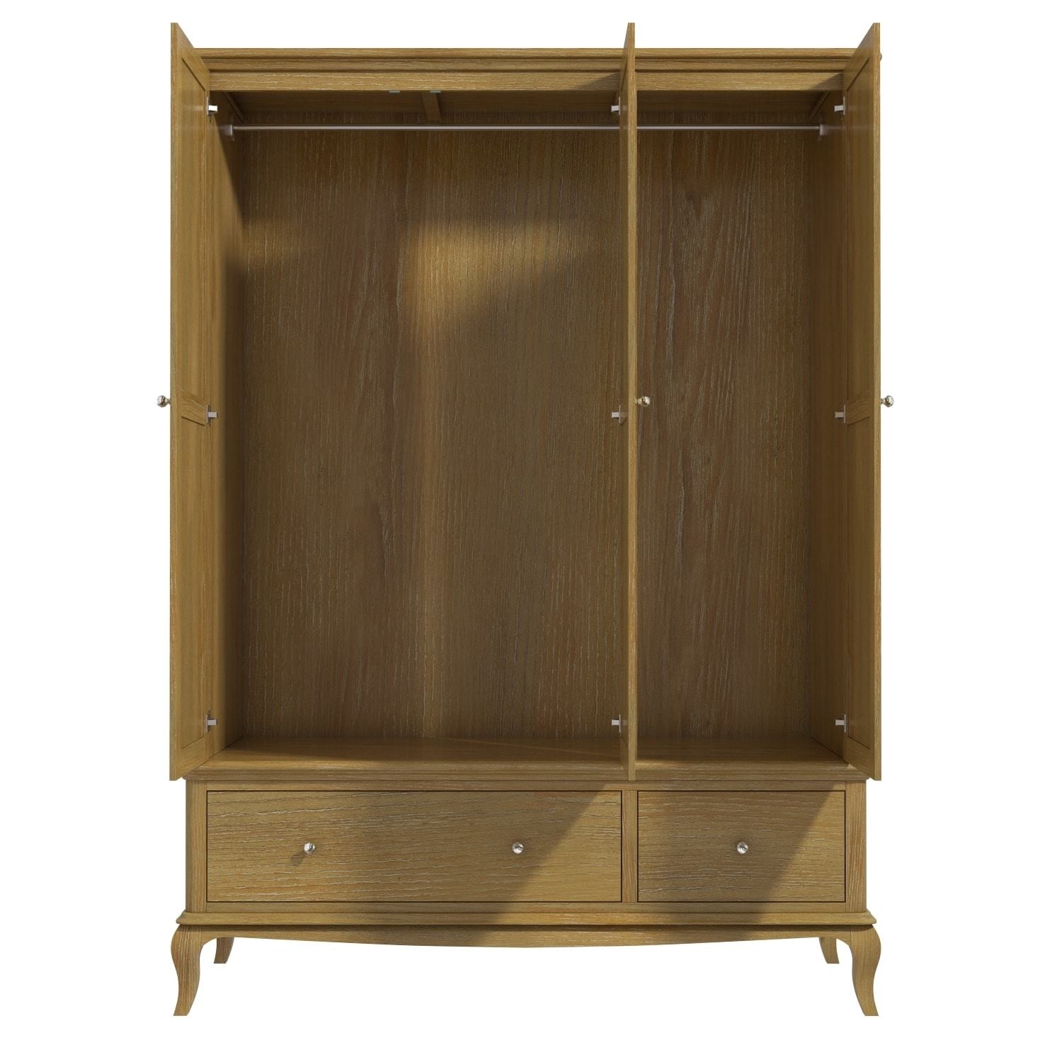 Fonteyn Solid Oak Wardrobe 3 Door 2 Drawer French Style Buy It
