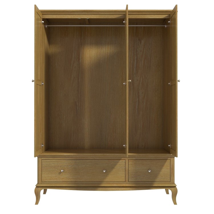 Fonteyn Solid Oak Wardrobe 3 Door 2 Drawer - French Style