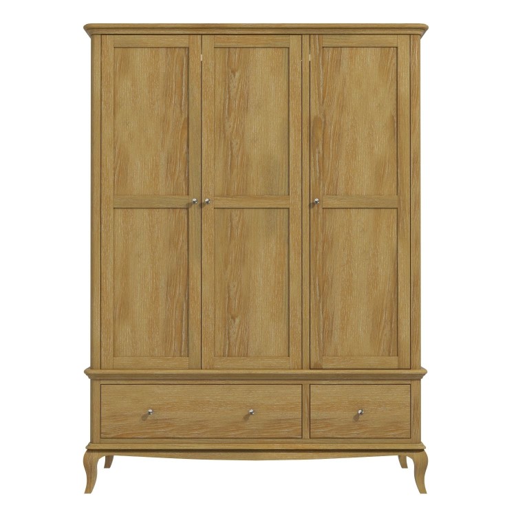 Fonteyn Solid Oak Wardrobe 3 Door 2 Drawer - French Style