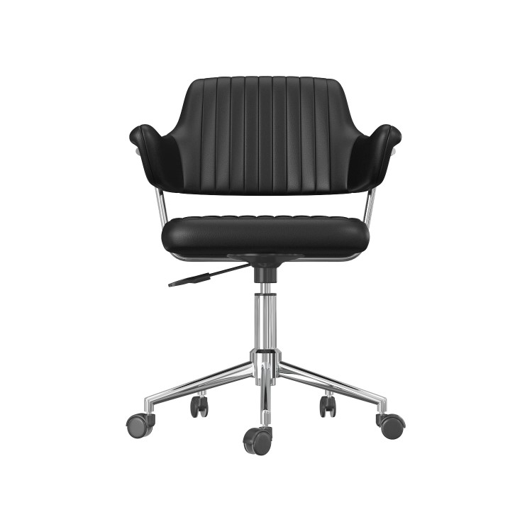 Black Faux Leather Swivel Office Chair with Arms - Fenix