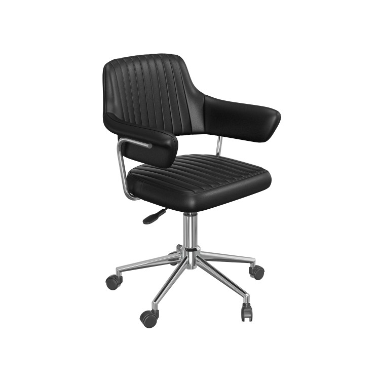 Black Faux Leather Swivel Office Chair with Arms - Fenix