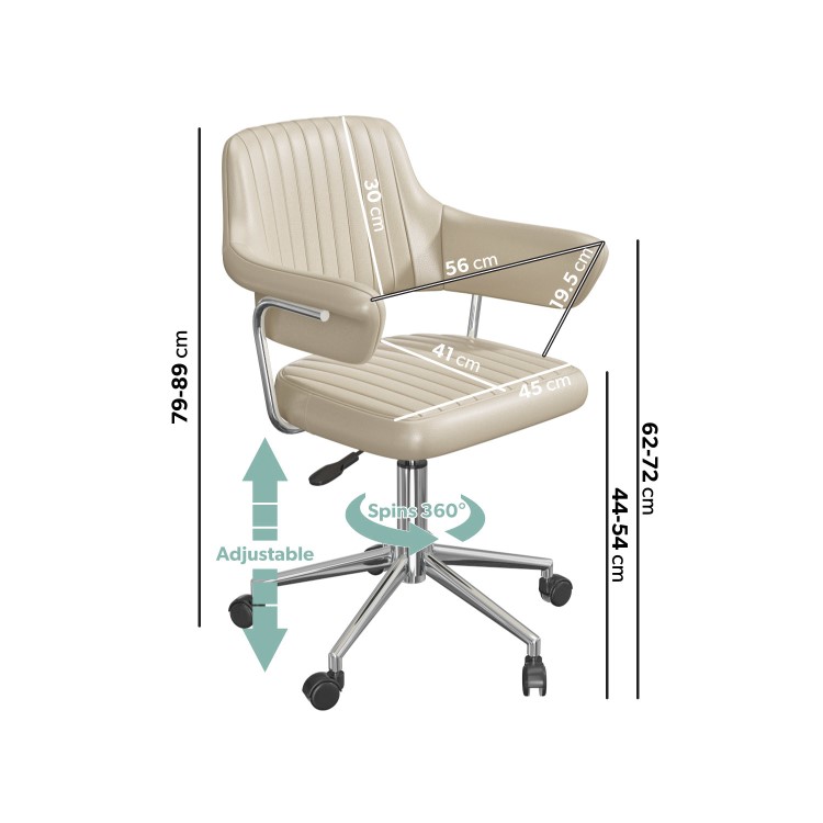 Beige Faux Leather Swivel Office Chair with Arms - Fenix 