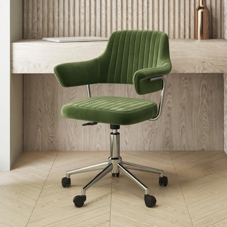 Olive Green Velvet Swivel Office Chair with Arms Fenix Page 1 BuyItDirect.ie
