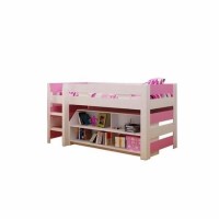 Seconique Lollipop Girls Mid Sleeper Bed in White and Pink