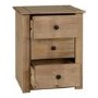 Pine Rustic 3 Drawer Bedside Table - Panama - Seconique