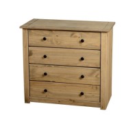 ONLY OPENED - Solid Pine Rustic Chest of 4 Drawers - Panama - Seconique