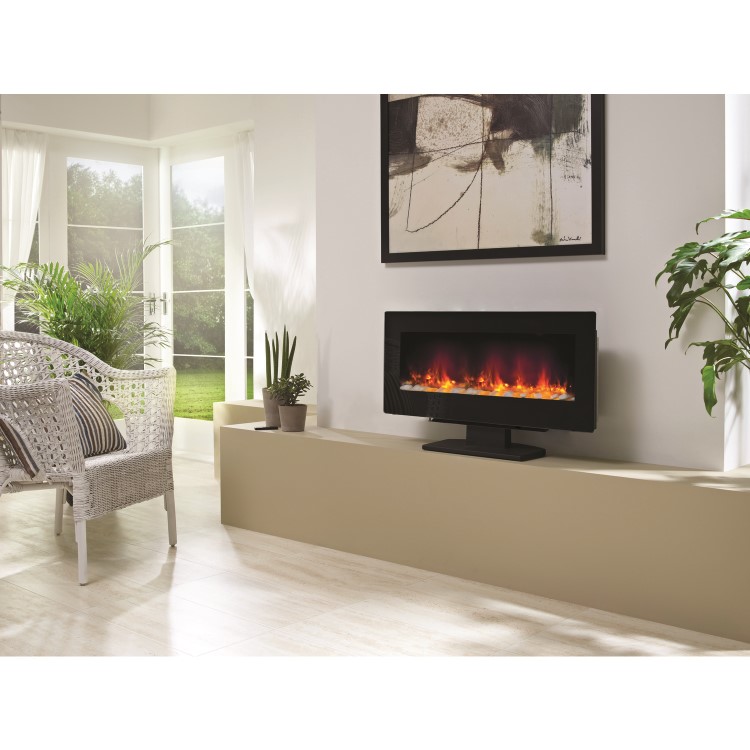 Black Electric Fireplace with LED Backlights - Stand Included  - BeModern Amari 