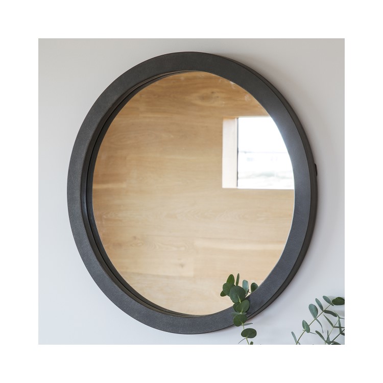 Small Round Wall Mirror in Grey