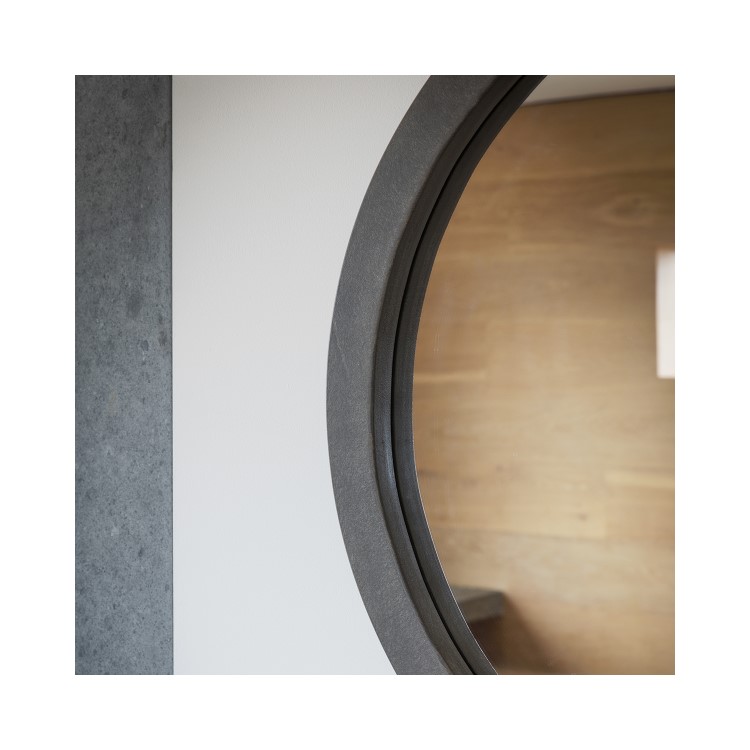 Small Round Wall Mirror in Grey