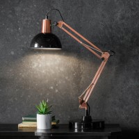 Metal Desk Lamp in Rose Gold & Black - Watson