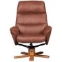 Amalfi Swivel Recliner and Footstool in Tan Faux Suede