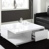 White High Gloss Coffee Table with Storage Drawers - Tiffany Range
