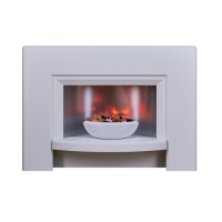 Suncrest Stockeld Electric Fireplace Suite in White with Glowing Pebble Bowl Suncrest Stockeld Electric Fireplace Suite in White with Glowing Pebble Bowl