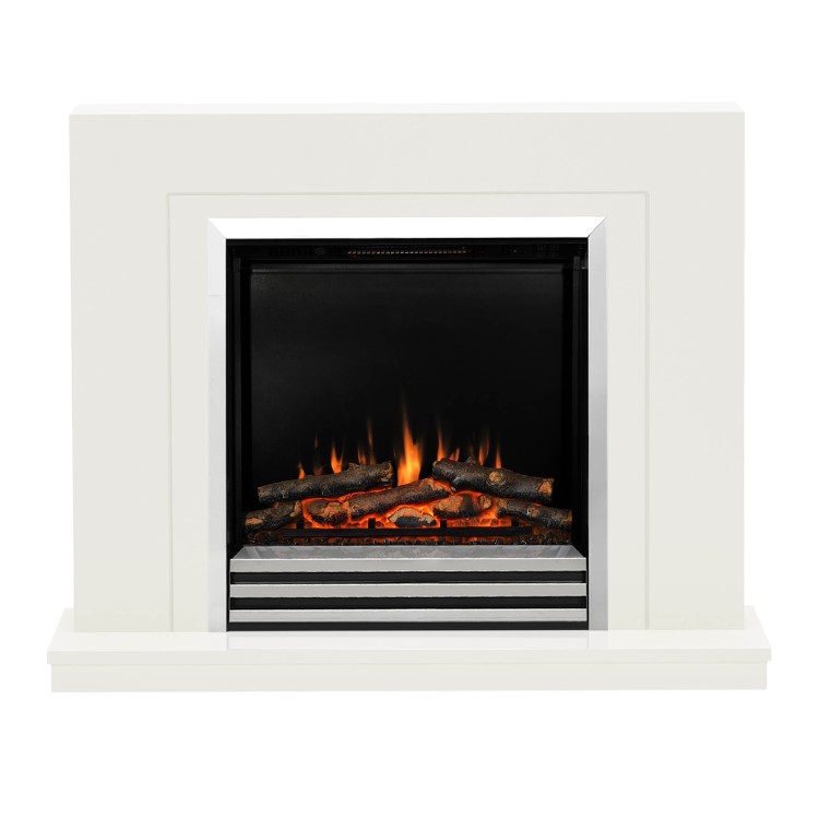 Be Modern Flare Colby White Freestanding Electric Fireplace Suite 38 Inch