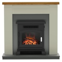 Grey Freestanding Log Effect Electric Suite - Be Modern Ravensdale Grey Freestanding Log Effect Electric Suite - Be Modern Ravensdale