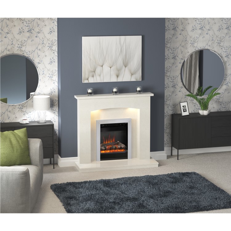 BeModern Athena 16" Electric Inset Fire in Chrome & Black