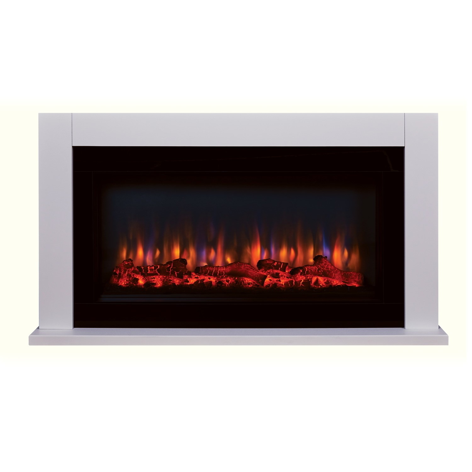 Suncrest Cleadon Electric Low Level Fireplace Suite In White With