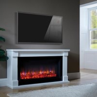 Suncrest Bradbury White and Black Freestanding Electric Fireplace Suite Suncrest Bradbury White and Black Freestanding Electric Fireplace Suite