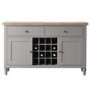 Gallery Large Oak Drinks Cupboard in Painted Grey with Wine Storage - Cookham Range