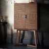 Boho Retreat Solid Wood Drinks Cabinet in Brown with Carved Detail