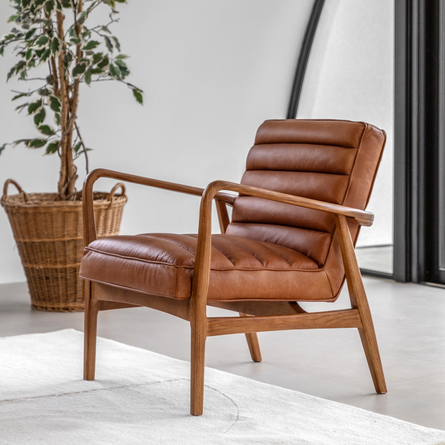 Gallery Mid Century Leather Armchair In Brown Datsun It Direct Mid Century Leather Armchair In Brown