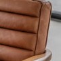 Brown Leather Armchair with Wooden Frame - Caspian House