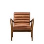 Brown Leather Armchair with Wooden Frame - Caspian House