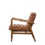 Brown Leather Armchair with Wooden Frame - Caspian House