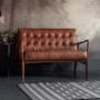 Brown Tufted Leather 2 Seater Sofa - Gallery