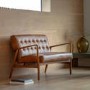 Brown Leather Buttoned Sofa - Seats 2 - Caspian House