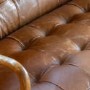 Brown Leather Buttoned Sofa - Seats 2 - Caspian House