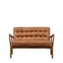 Brown Leather Buttoned Sofa - Seats 2 - Caspian House