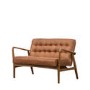 Brown Leather Buttoned Sofa - Seats 2 - Caspian House