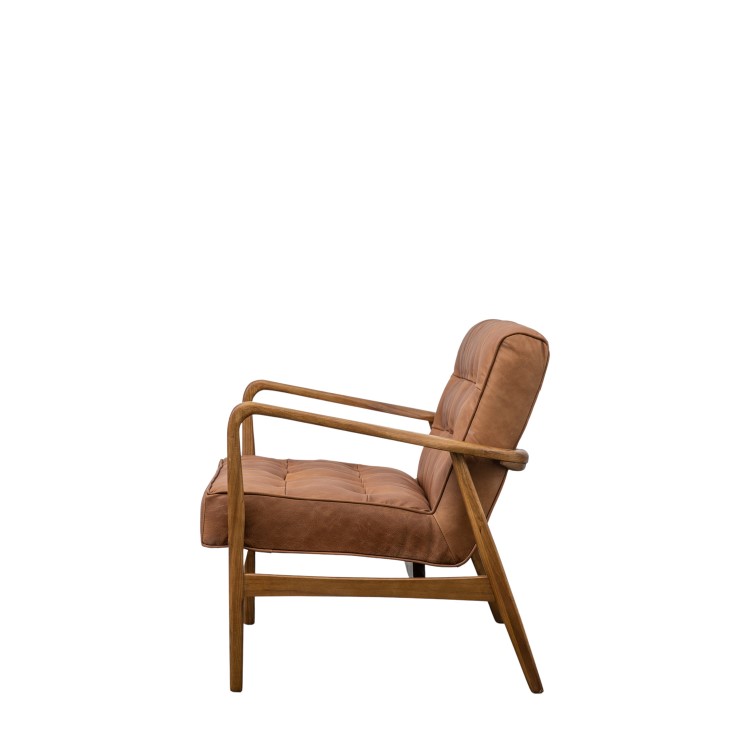 Brown Leather Buttoned Sofa - Seats 2 - Caspian House