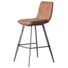 Set of 2 Tan Faux Leather Bar Stools with Backs - Caspian House