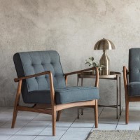ONLY OPENED - Dark Grey Fabric Mid Century Armchair - Humber - Caspian House