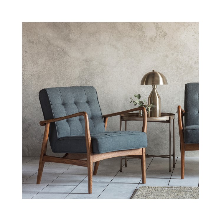 ONLY OPENED - Dark Grey Fabric Mid Century Armchair - Humber - Caspian House