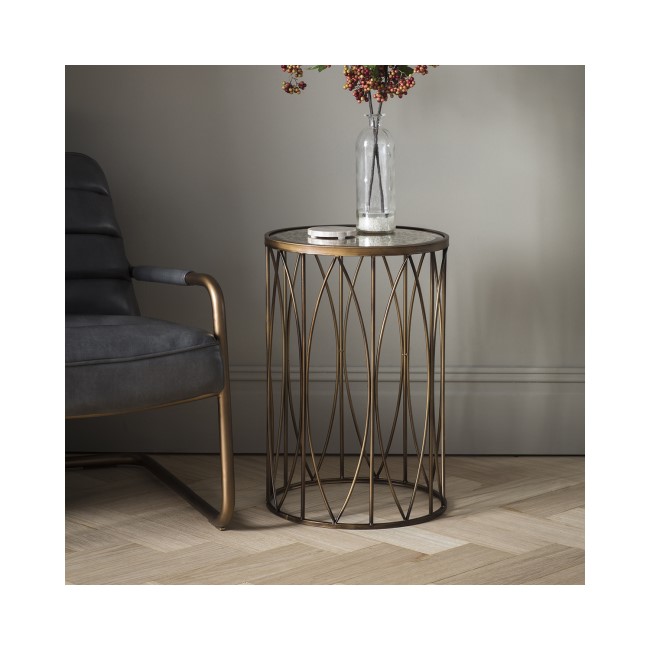 Gallery Highgate Side Table with Antique Glass Top and Metal Base