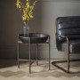 Gallery Wesley Black Metal Bedside Table with Gold Edge