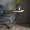 Gold Round Side Table with Metal Legs - Caspian House